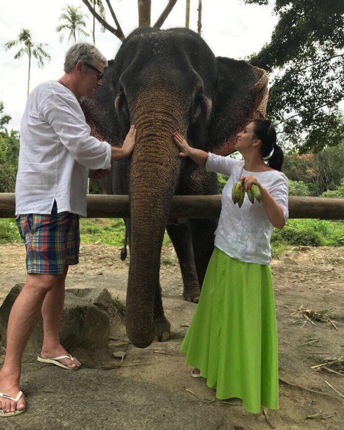 Семья Стриженовых устроила фотосессию со слонами в Таиланде