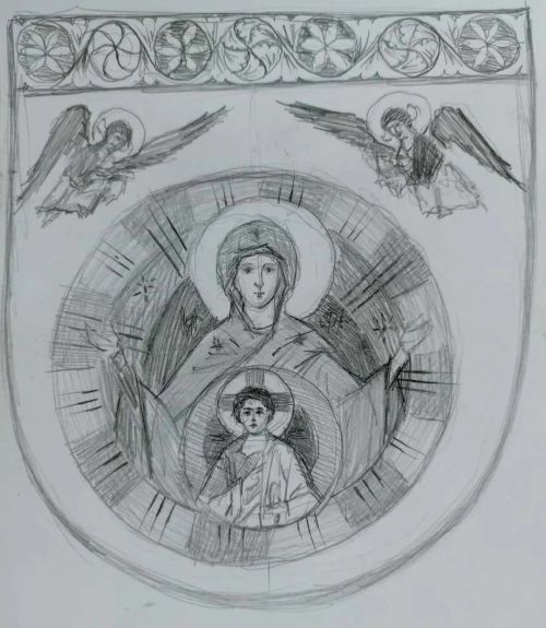 В Лениногорском районе художники - иконописцы расписывают стены и свод церкви