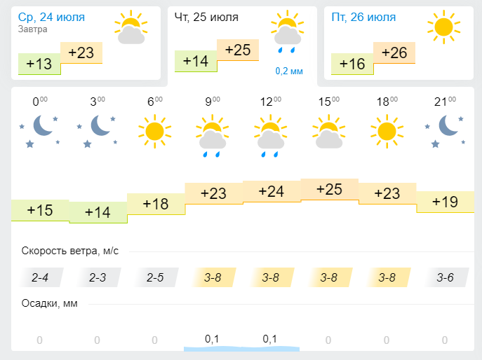 Погода в Лениногорске 25 июля