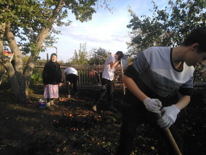 Волонтеры помогли жительнице Лениногорска убраться в саду