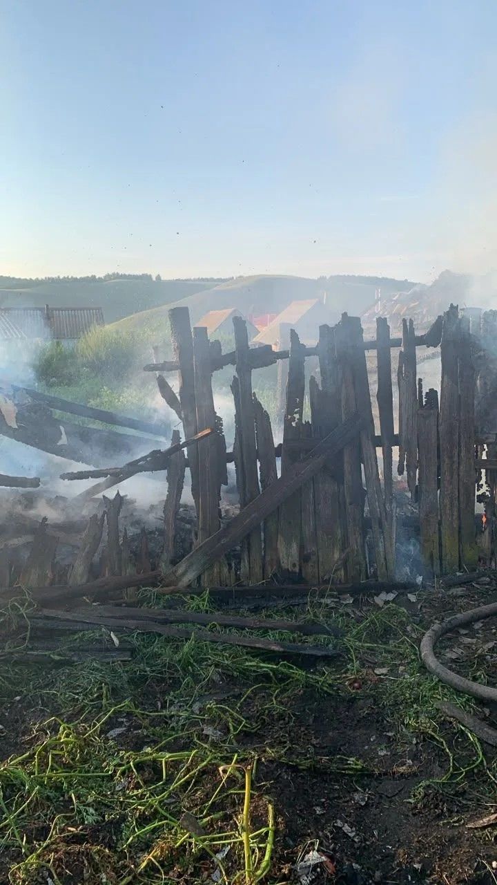 В Лениногорске при пожаре сгорел сарай