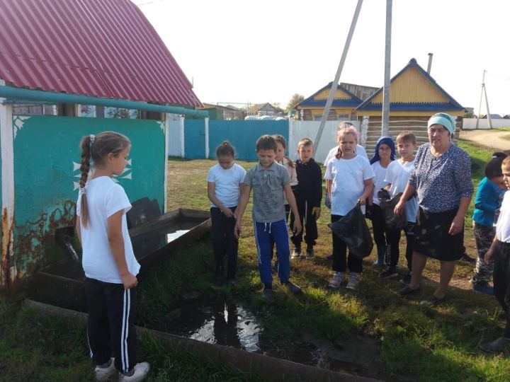 Школьники села Куакбаш Лениногорского района очистили от мусора сельские родники